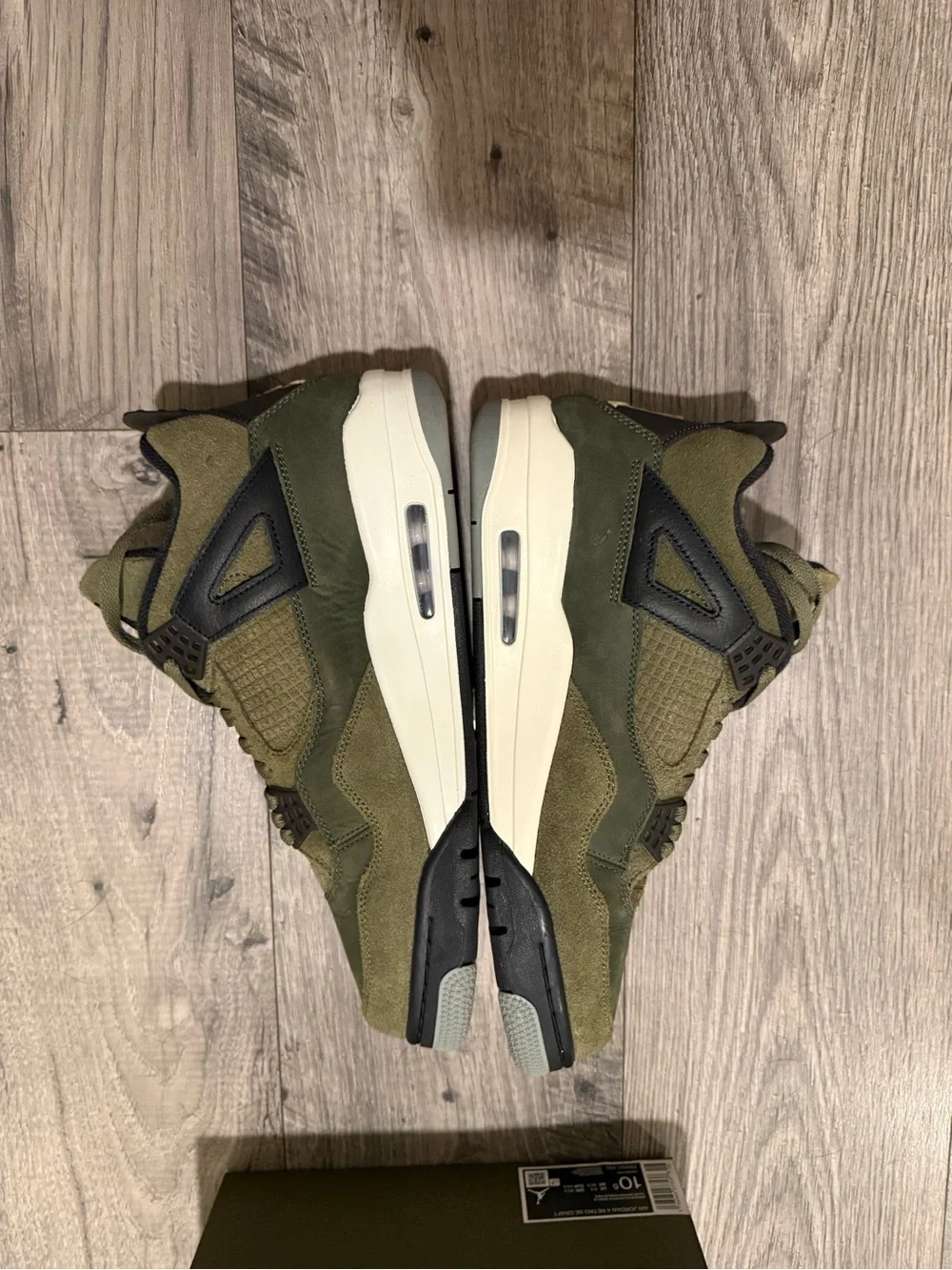 Jordan Men's Olive Green and Black Retro Athletic Sneakers